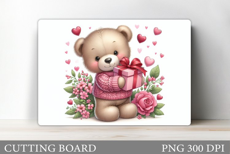 Valentines Bear Cutting Board. Valentines Cutting Board example image 1