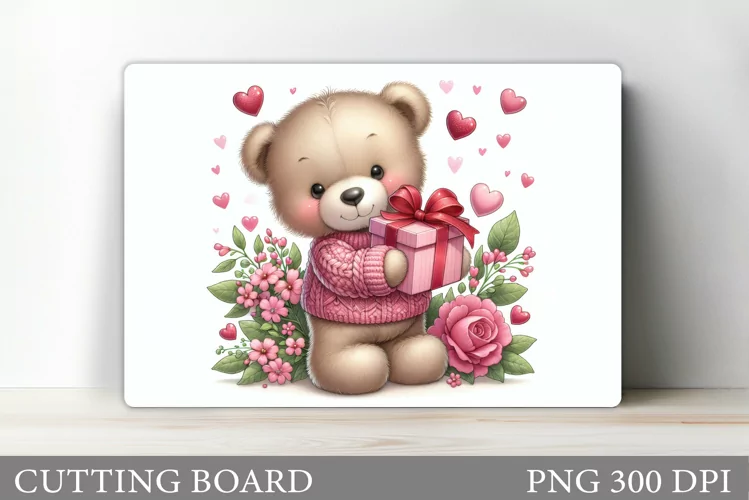 Valentines Bear Cutting Board. Valentines Cutting Board