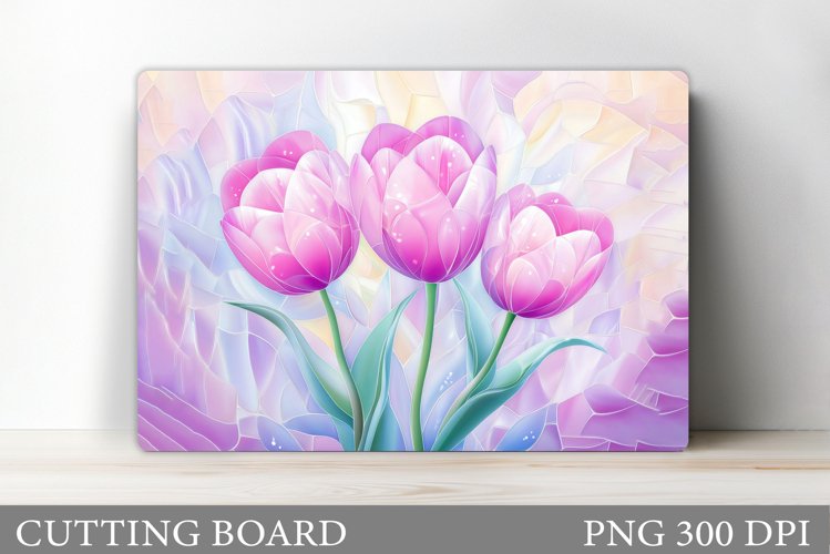 Tulips Cutting Board Design. Flowers Kitchen Cutting Board example image 1