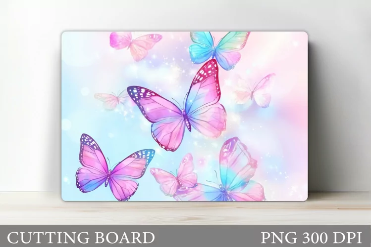 Butterflies Cutting Board. Flowers Kitchen Cutting Board