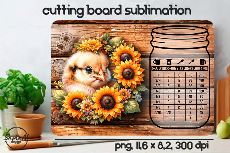 Chicken Cutting Board Sublimation Design, Kitchen conversion