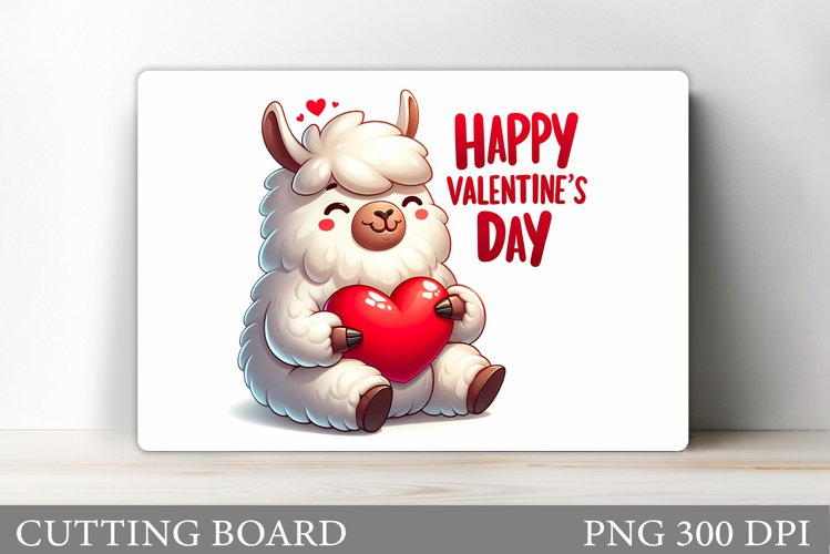 Valentines Lama Cutting Board. Valentines Cutting Board example image 1