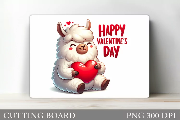 Valentines Lama Cutting Board. Valentines Cutting Board