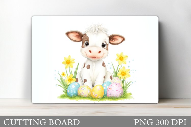 Easter Cow Cutting Board Design. Easter Cutting Board example image 1
