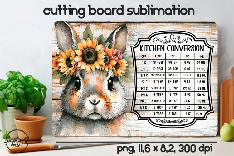 Bunny Cutting Board Sublimation Design