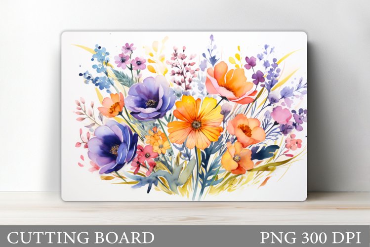 Flowers Cutting Board Sublimation. Wildflowers Cutting Board example image 1