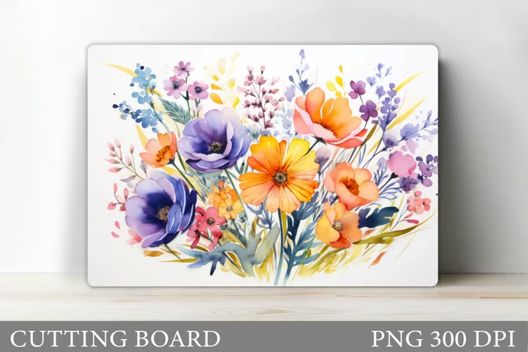 Flowers Cutting Board Sublimation. Wildflowers Cutting Board