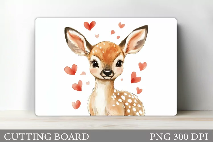 Cute Deer Cutting Board. Deer Hearts Cutting Board Design