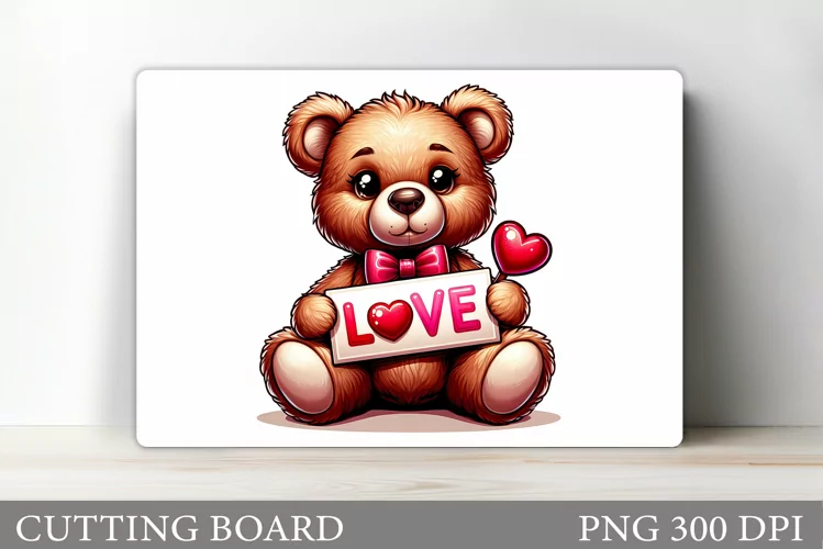 Valentines Bear Cutting Board. Valentines Cutting Board