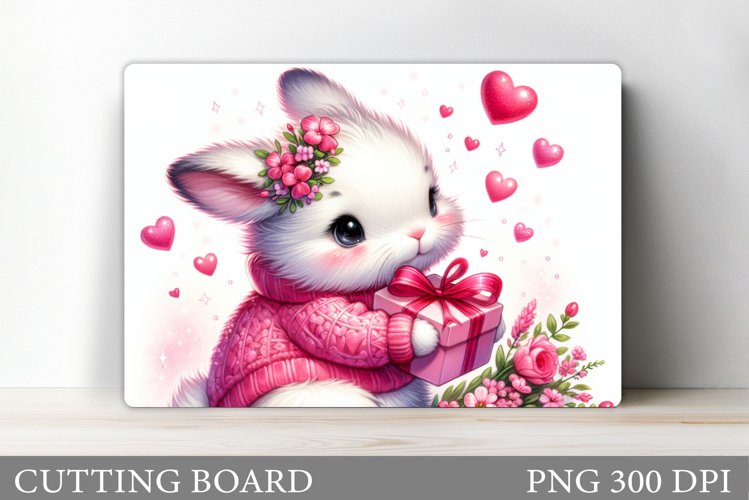 Valentines Bunny Cutting Board. Valentines Cutting Board example image 1