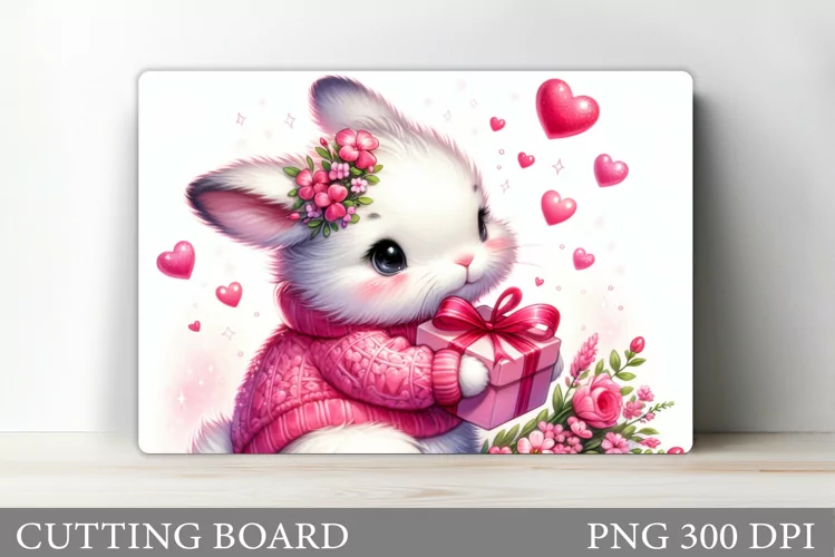 Valentines Bunny Cutting Board. Valentines Cutting Board