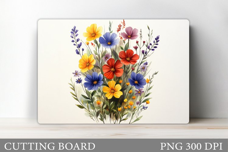 Wildflowers Cutting Board. Flowers Cutting Board Sublimation example image 1