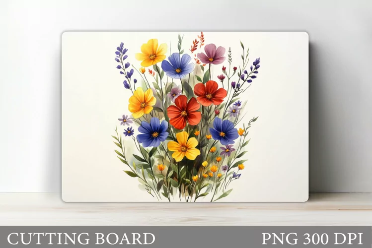 Wildflowers Cutting Board. Flowers Cutting Board Sublimation