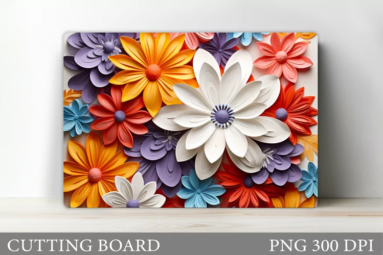 3D Flowers Cutting Board. Flowers Kitchen Cutting Board