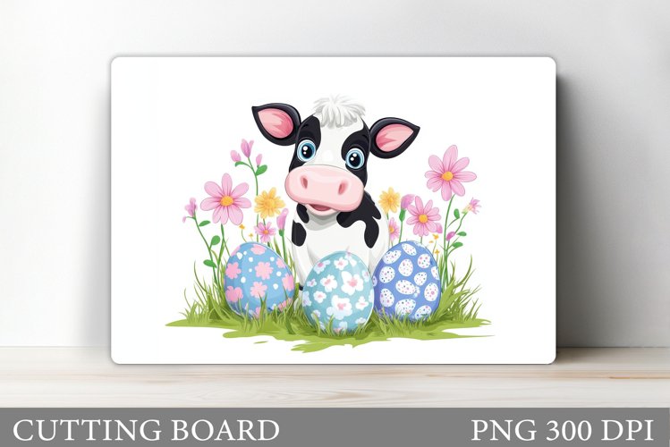 Easter Cow Cutting Board. Easter Cutting Board Sublimation example image 1