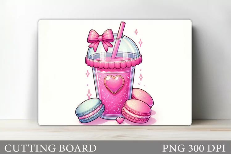 Valentines Drink Cutting Board. Hearts Cutting Board Design