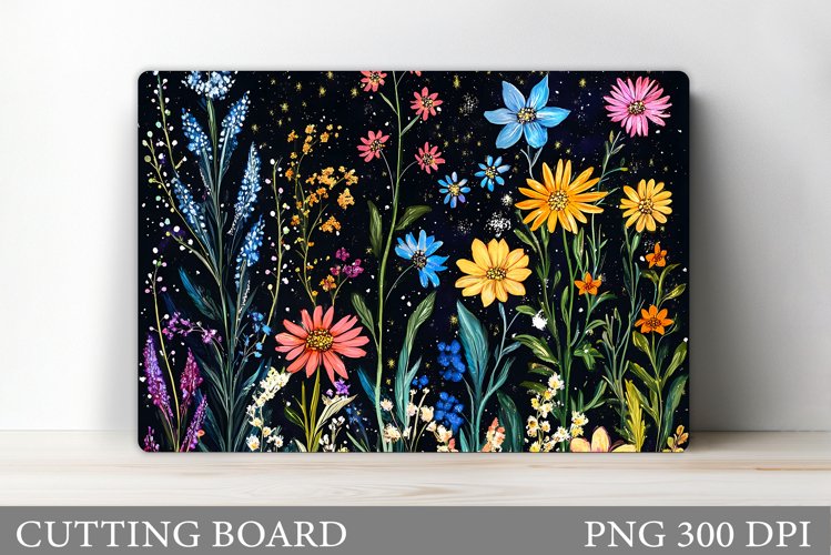 Wildflowers Cutting Board. Flowers Cutting Board Sublimation example image 1