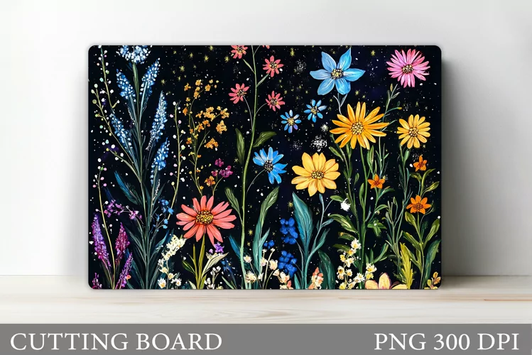 Wildflowers Cutting Board. Flowers Cutting Board Sublimation