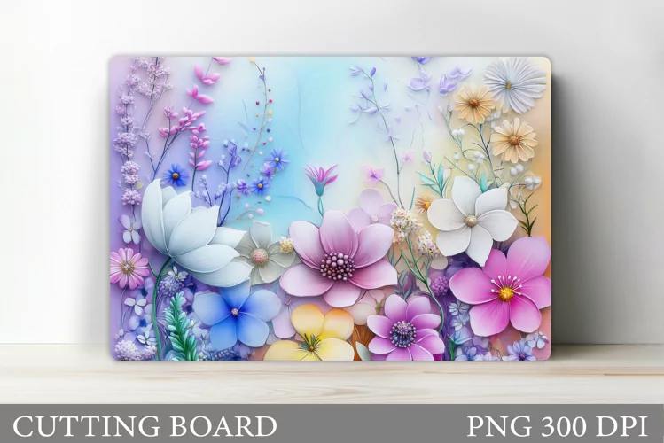 Wildflowers Cutting Board. Flowers Cutting Board Sublimation