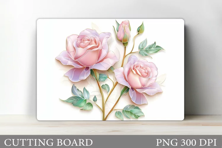 Roses Cutting Board Design. Flowers Cutting Board