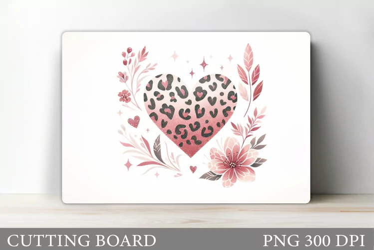 Leopard Heart Cutting Board. Flowers Kitchen Cutting Board