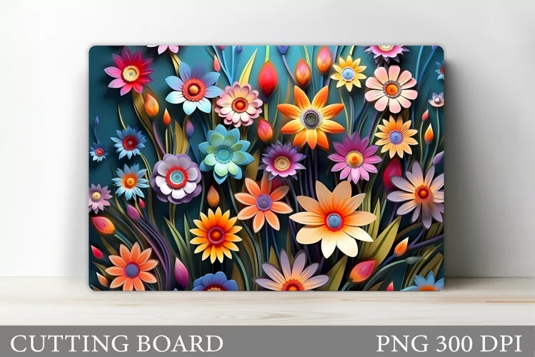 3D Flowers Cutting Board. Kitchen Cutting Board Sublimation