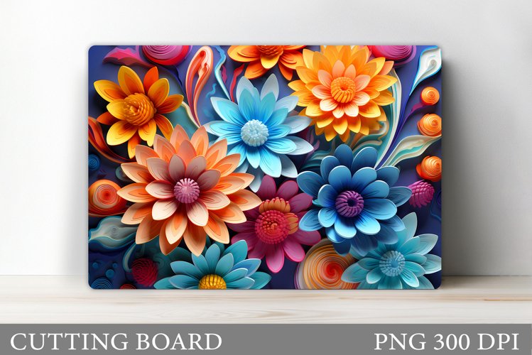 3D Flowers Cutting Board. Kitchen Cutting Board Sublimation example image 1