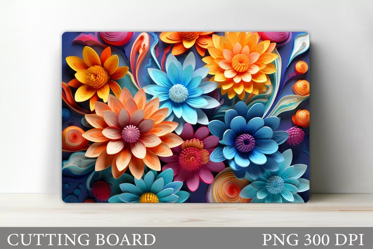 3D Flowers Cutting Board. Kitchen Cutting Board Sublimation