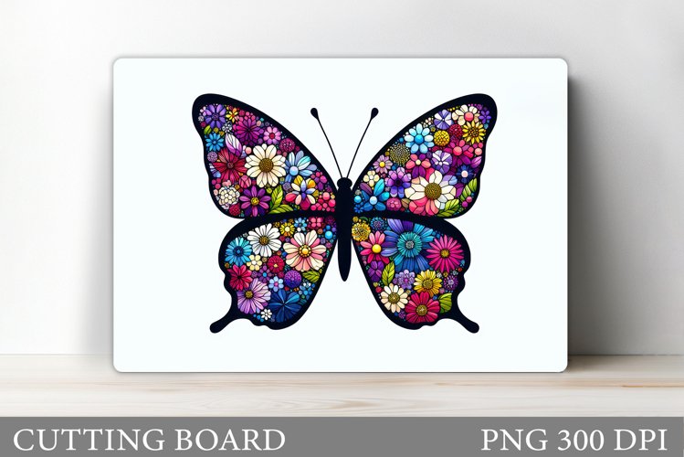Floral Butterfly Cutting Board. Butterfly Sublimation example image 1