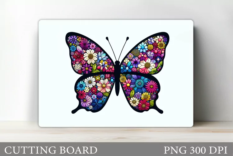 Floral Butterfly Cutting Board. Butterfly Sublimation