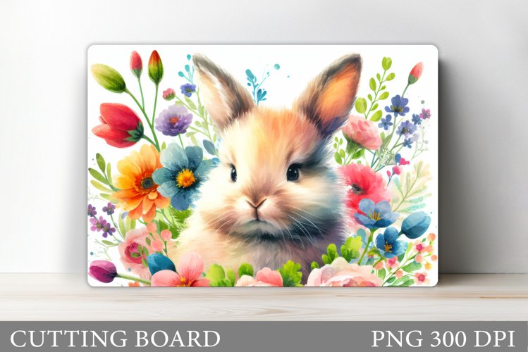 Cute Bunny Cutting Board. Bunny Flowers Cutting Board Design