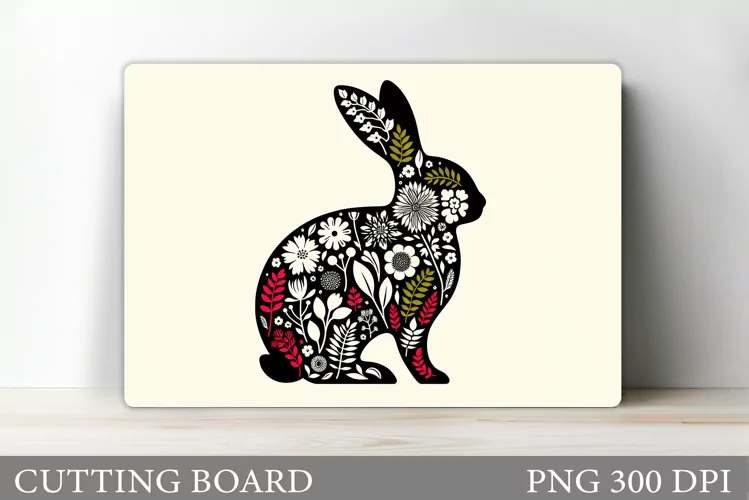 Floral Bunny Cutting Board Design. Bunny Sublimation