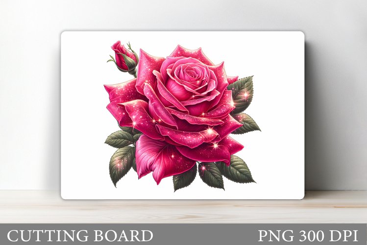 Rose Cutting Board Sublimation. Flowers Cutting Board Design example image 1