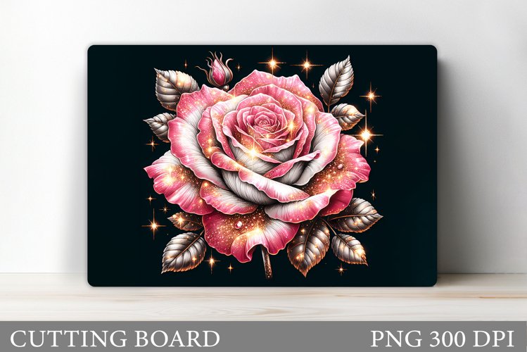 Rose Cutting Board Sublimation. Flowers Cutting Board Design example image 1