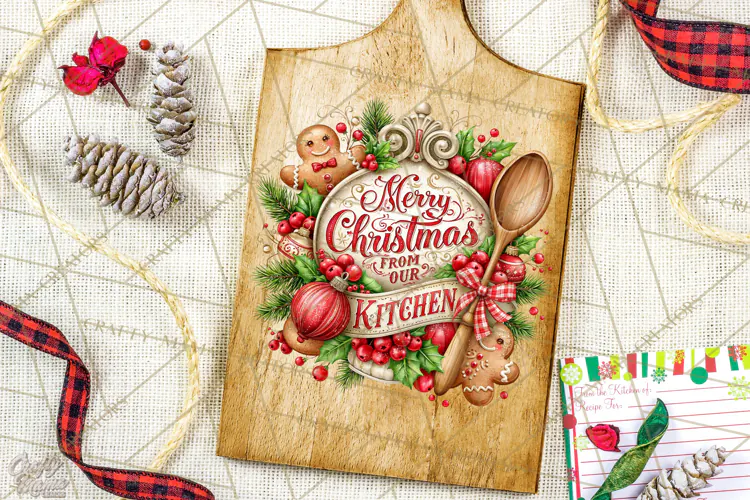 Kitchen Sayings, Cutting Board Quotes PNG, Vintage Tea Towel