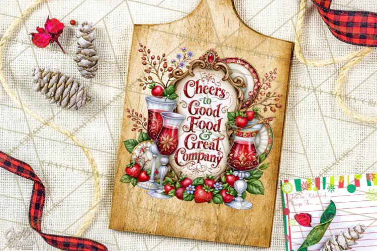 Kitchen Sayings, Cutting Board Quotes PNG, Vintage Tea Towel
