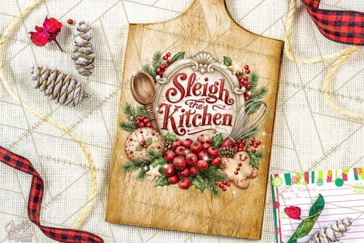 Kitchen Sayings, Cutting Board Quotes PNG, Vintage Tea Towel example image 1