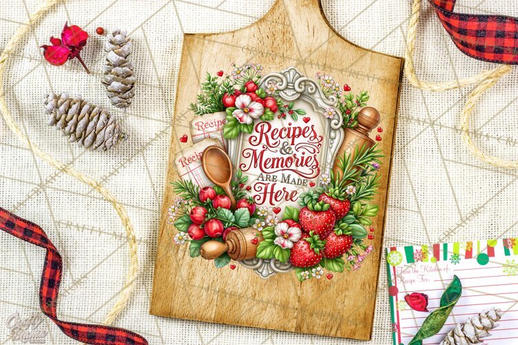 Kitchen Sayings, Cutting Board Quotes PNG, Vintage Tea Towel example image 1