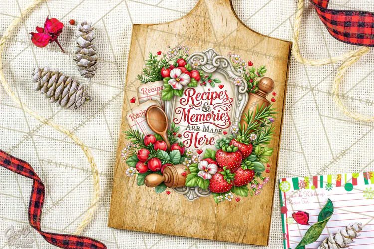 Kitchen Sayings, Cutting Board Quotes PNG, Vintage Tea Towel