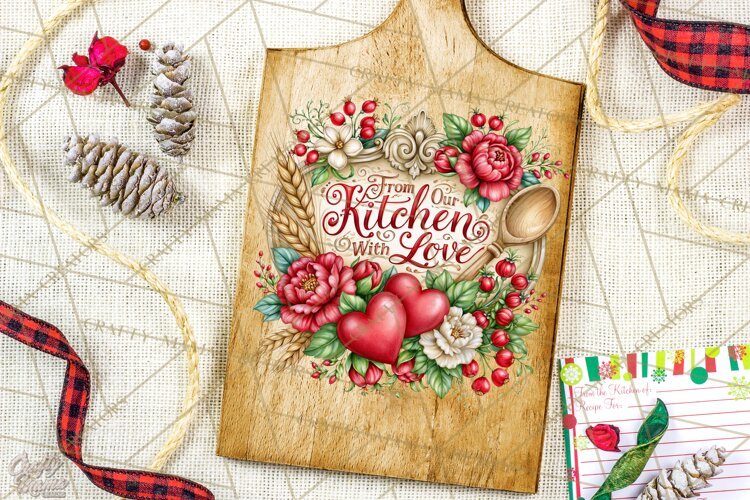 Kitchen Sayings, Cutting Board Quotes PNG, Vintage Tea Towel example image 1