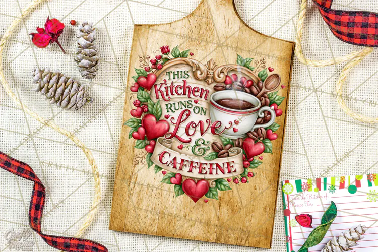 Kitchen Sayings, Cutting Board Quotes PNG, Vintage Tea Towel