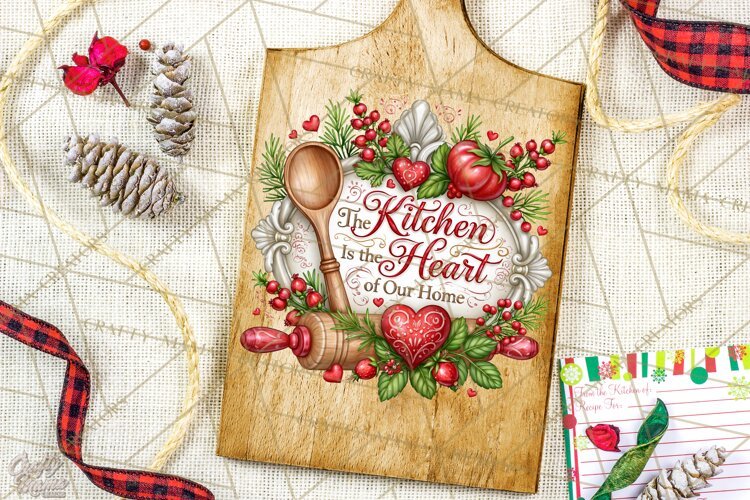 Kitchen Sayings, Cutting Board Quotes PNG, Vintage Tea Towel example image 1