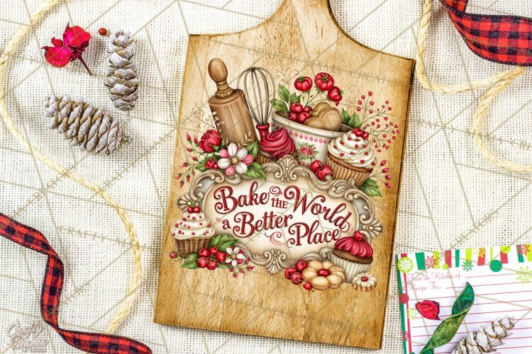 Kitchen Sayings, Cutting Board Quotes PNG, Vintage Tea Towel example image 1