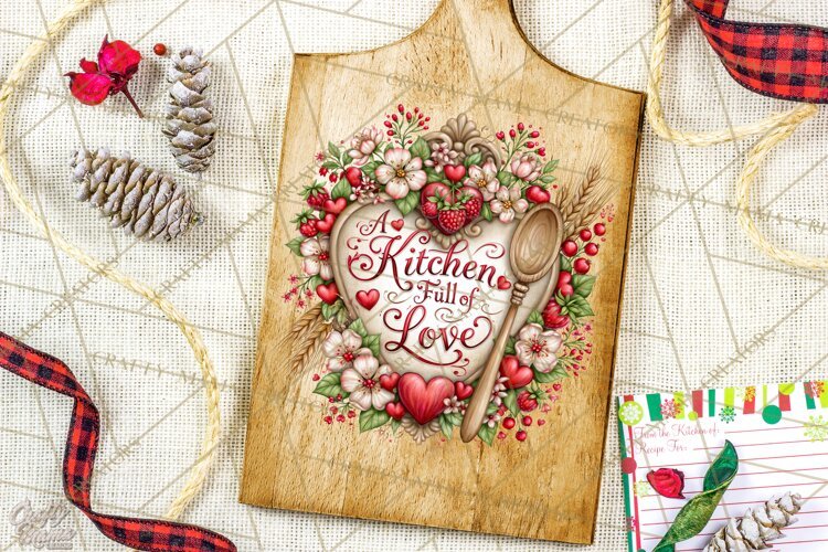 Kitchen Sayings, Cutting Board Quotes PNG, Vintage Tea Towel example image 1