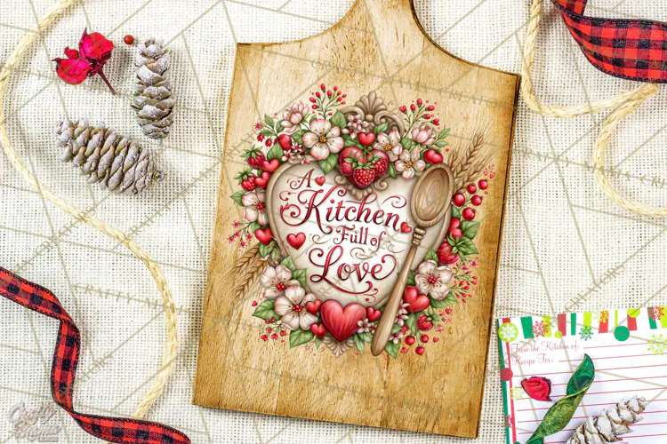 Kitchen Sayings, Cutting Board Quotes PNG, Vintage Tea Towel