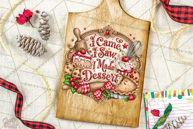 Kitchen Sayings, Cutting Board Quotes PNG, Vintage Tea Towel example image 1