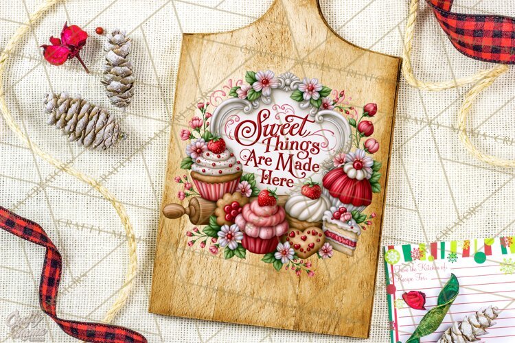 Kitchen Sayings, Cutting Board Quotes PNG, Vintage Tea Towel example image 1