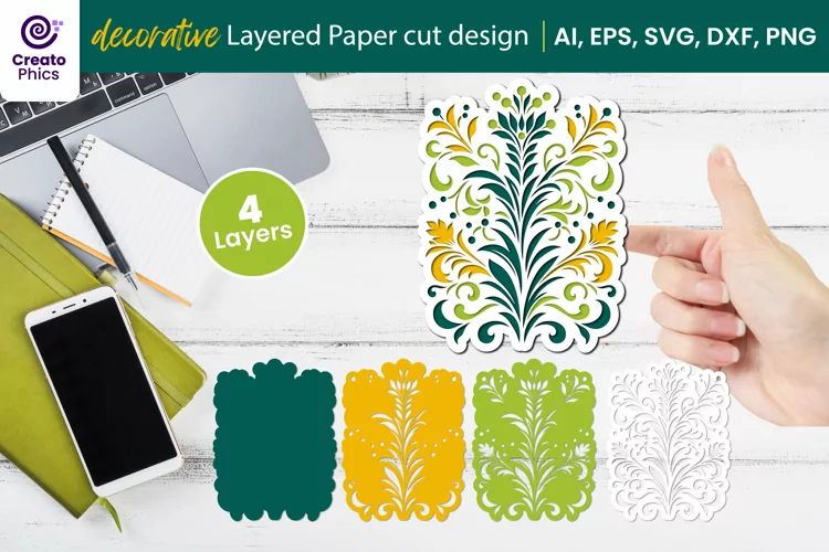 decorative layered papercut SVG | floral papercut file