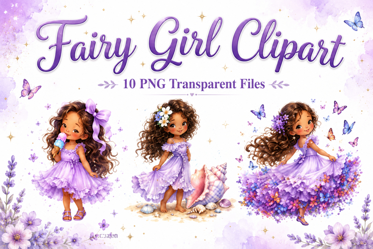 Purple Fairy Girl Clipart