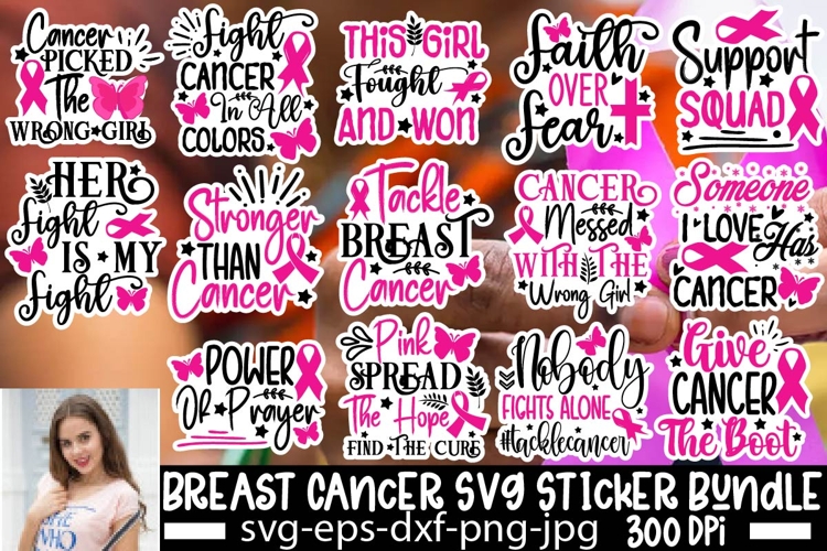 Breast Cancer SVG Sticker Bundle